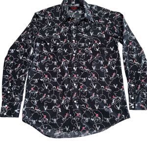 Rock and Roll Denim Dale Brisby Long Sleeve Snap Shirt, Black Large Modern fit